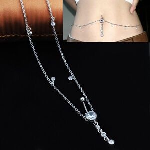 Belly Ring Waist Chain, Crystal and Acid Blue Waist Chain